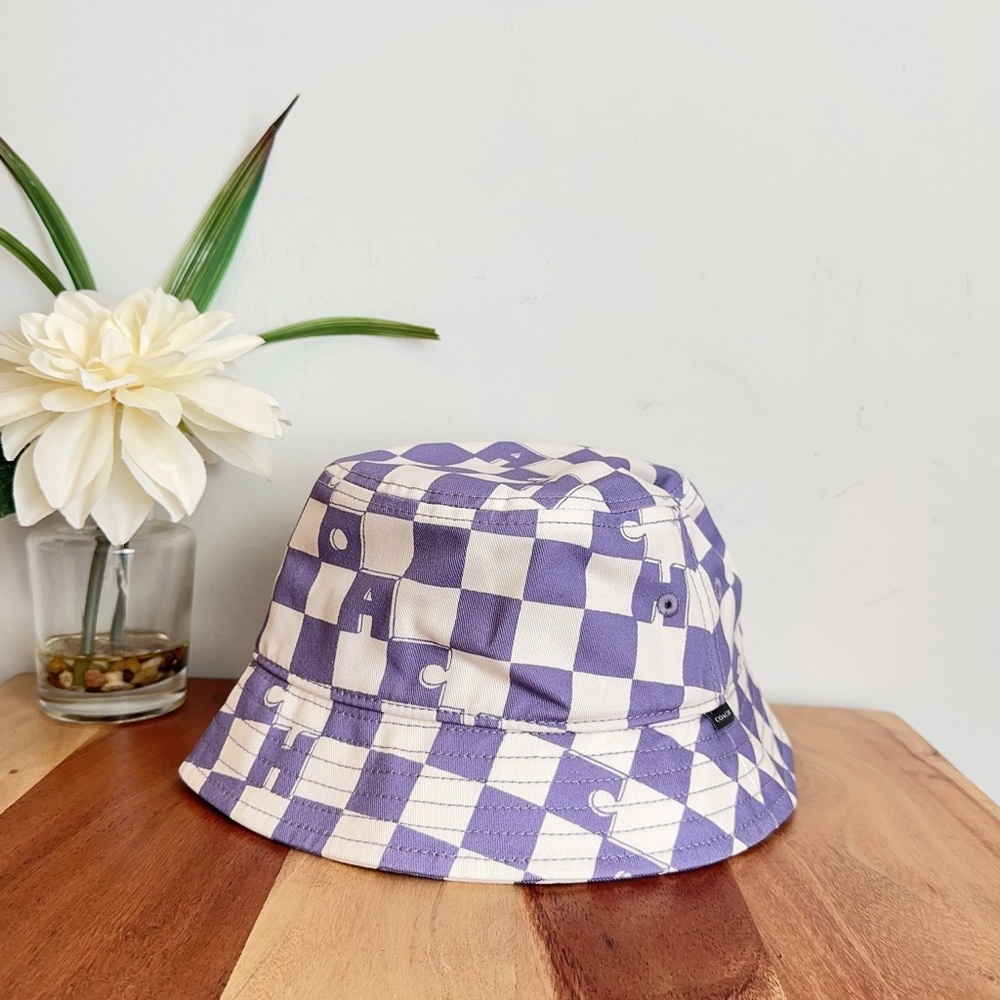 NWT Coach Checkerboard Print Bucket Hat size XS/S - Picture 2 of 10